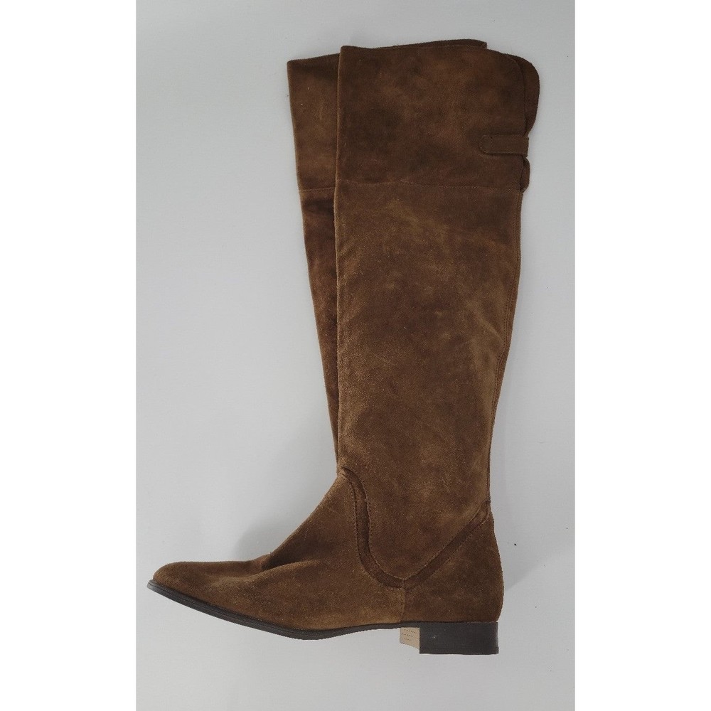 Zara Brown Suede Knee-High Heeled Boots